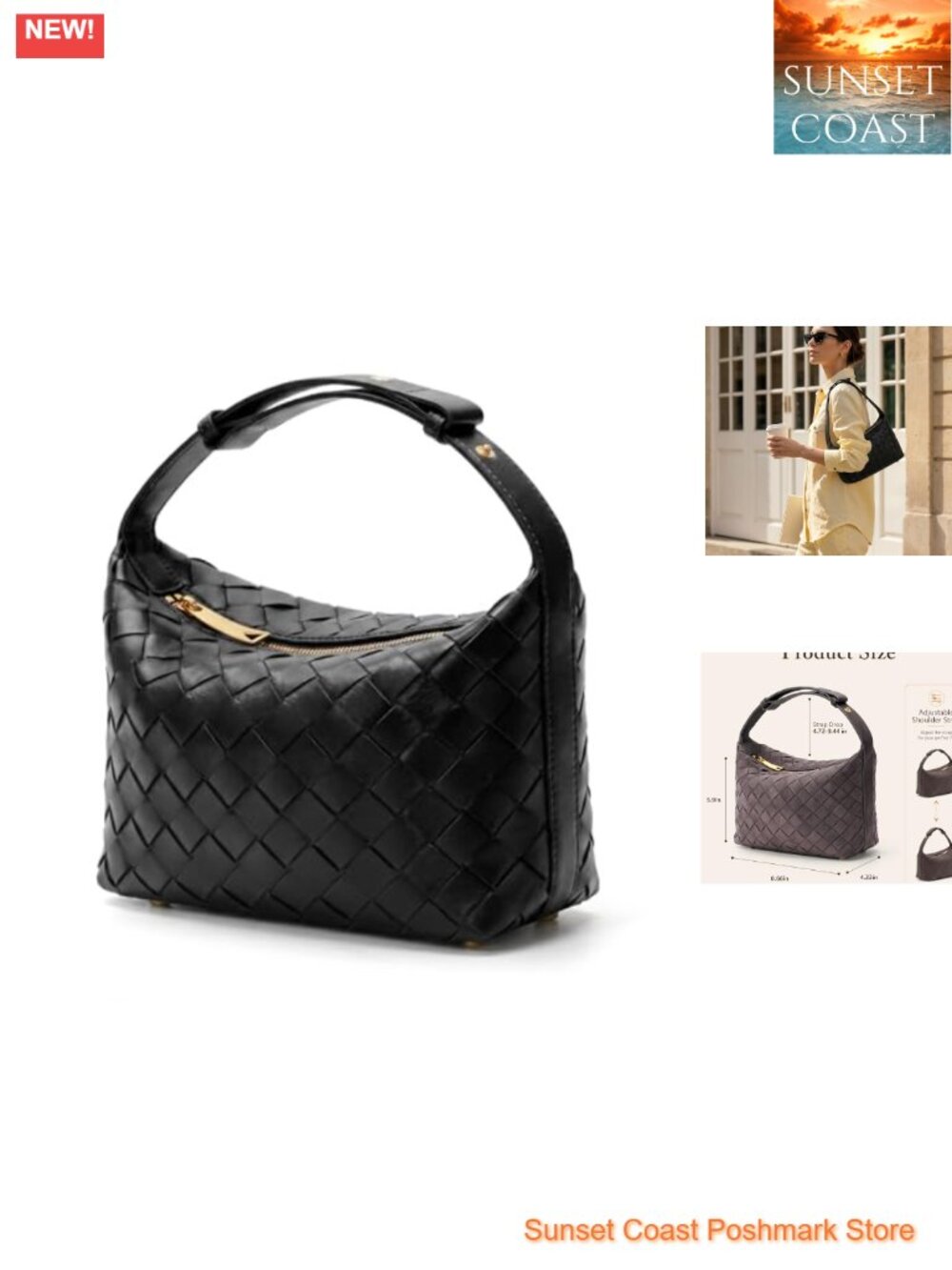 Hand-Woven Suede Hobo Shoulder Bag Vegan Leather Women's